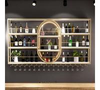 XDOPIRRS Moderno portabottiglie da parete, portabottiglie in ferro, Espositore Creativo Per Vino Da Parete, portavino da parete in stile industriale con portabicchieri(Gold,180cm/70.8in)