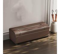 XDOPIRRS Panca Contenitore da Interno, Pouf Rettangolare Vera Pelle per Soggiorno e Camera da Letto, Cassapanca Imbottita con Cerniera Z, Scarpiera Ingresso(E,140cm/55.1in)
