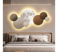 XDOPIRRS Quadro da parete 3D senza cornice con alimentazione a spina e luce LED, decorazione murale a tema luna, adatto per soggiorno, camera da letto e corridoio(B,50 * 100cm/19.7 * 39.4in)
