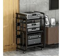 XDOPIRRS Rack audio per la casa a 3/4/5 livelli, supporto per lettore CD/DVD, rack audio resistente con ripiani regolabili in altezza e ruote per soggiorno, camera da letto, casa(F,3rd floor)