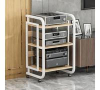 XDOPIRRS Rack audio per la casa a 3/4/5 livelli, supporto per lettore CD/DVD, rack audio resistente con ripiani regolabili in altezza e ruote per soggiorno, camera da letto, casa(E,3rd floor)