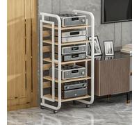 XDOPIRRS Rack audio per la casa a 3/4/5 livelli, supporto per lettore CD/DVD, rack audio resistente con ripiani regolabili in altezza e ruote per soggiorno, camera da letto, casa(E,5th floor)