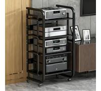 XDOPIRRS Rack audio per la casa a 3/4/5 livelli, supporto per lettore CD/DVD, rack audio resistente con ripiani regolabili in altezza e ruote per soggiorno, camera da letto, casa(F,4th floor)