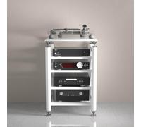 XDOPIRRS Supporti per supporti AV, rack audio, supporti stereo con piedini ammortizzanti, torri portaoggetti per DVD, adatti per lettori CD e DVD, console di gioco e decoder TV.(RWhite,5floor)