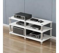 XDOPIRRS Supporto per supporti AV,organizer per ripiani stereo,supporto per supporti audio e videosupporto audio aperto in legno con piedini ammortizzanti, supporto per console(White,3-layer)