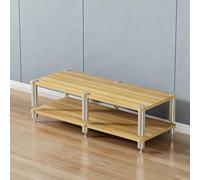 XDOPIRRS Supporto per supporti AV,organizer per ripiani stereo,supporto per supporti audio e videosupporto audio aperto in legno con piedini ammortizzanti, supporto per console(Light Walnut,2-layer)