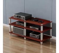 XDOPIRRS Supporto per supporti AV,organizer per ripiani stereo,supporto per supporti audio e videosupporto audio aperto in legno con piedini ammortizzanti, supporto per console(Teak,3-layer)