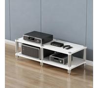 XDOPIRRS Supporto per supporti AV,organizer per ripiani stereo,supporto per supporti audio e videosupporto audio aperto in legno con piedini ammortizzanti, supporto per console(White,2-layer)