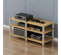 XDOPIRRS Supporto per supporti AV,organizer per ripiani stereo,supporto per supporti audio e videosupporto audio aperto in legno con piedini ammortizzanti, supporto per console(Light Walnut,3-layer)