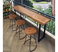 XDOPIRRS Tavolo da bar industriale tavolo cucina allungabile bancone stretto rettangolare tavolo da bar in legno massello tavolo da terrazza o pub stretto(200cm/78.7in)