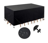 XDPBLM Copri Tavolo da Esterno Impermeabile - 280x120x80cm(LxWxH) 420D Oxford Copertura per Mobili da Giardino Rettangolare Anti-UV Antivento Copritavolo Tavolo da Esterno per Cortile Tavoli Sedie