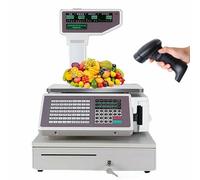 XDRGOOIUY Bilancia Digitale per calcolo dei Prezzi, Bilancia per Stampa Etichette, Bilancia Digitale per Peso e Prezzo, per supermercati, Negozi di Frutta, Snack Bar, Negozi al Dettaglio, macelleria