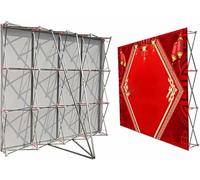 XDRGOOIUY La tensione di alluminio annerisce il banco di mostra di pop-up del tessuto, scaffale pieghevole della cabina dello sfondo della fiera commerciale, scaffale di mostra di pop-up senza