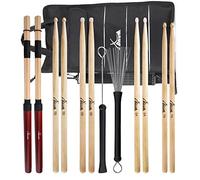 XDrum Bacchette Large Starter Set (Sticks, 5A Nylon, 5B Wood e Nylon, 7A Wood, Jazzbesen, Rods, in orsa per bacchette)