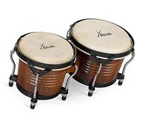 XDrum Bongos Pro Tobacco - 2 tamburi con diametro 6,5" (17 cm) e 7,5" (20 cm) - Bongos con pelli naturali accordabili e chiave di accordatura - Tamburi in legno marrone