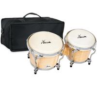 XDrum Bongos Pro Natur - 2 Tamburi con diametro 6,5" (17 cm) e 7,5" (20 cm) - Bonghi con pelli naturali accordabili, chiave di accordatura e borsa - Tamburi in legno color naturale