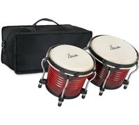 XDrum Bongos Pro Rosso Vino - 2 Tamburi con diametro 6,5" (17 cm) e 7,5" (20 cm) - Bonghi con pelli naturali accordabili, chiave di accordatura e borsa - Tamburi in legno rossi