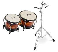 XDrum Bongos Pro Vintage Sunburst - 2 Tamburi con diametro 6,5" (17 cm) e 7,5" (20 cm) - Bonghi con pelli naturali accordabili, chiave di accordatura e supporto - Tamburi in legno rosso-marrone