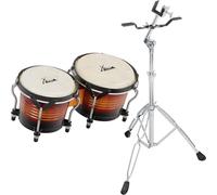 XDrum Bongos Pro Vintage Sunburst - 2 Tamburi con diametro 6,5" (17 cm) e 7,5" (20 cm) - Bonghi con pelli naturali accordabili, chiave di accordatura e supporto - Tamburi in legno rosso-marrone