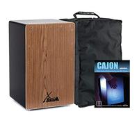 XDrum Cajon El Bajo Bass Port Black/Walnut Set - Cajon con Bass Port, superfici battenti in impiallacciatura legno pregiato & rullante fisso installato incl. gigbag & scuola di cajon per principianti