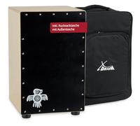 XDrum Cajon Peruana Black Wood (piastra battente da 3 mm, corpo in betulla da 9 mm, altezza 48 cm, inclusa borsa zaino)