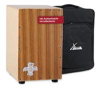 XDrum Cajon Peruana Zebrano (piastra battente da 3 mm, corpo in betulla da 9 mm, altezza 48 cm, inclusa borsa zaino)