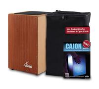 XDrum Cajon Primero Sapeli - Cassa a tamburo incl. zaino e scuola - Cassa con suono snare - Cassa in legno con gigbag
