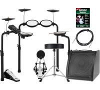 XDrum DD-250P E-Drum Kit Live Set - Batteria elettronica con mesh head e pad piatti, pedale kick con pad, controller HiHat - Ricevitore Bluetooth - Include monitor, sgabello, scuola, bacchette e cavi