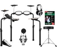 XDrum DD-250P E-Drum Kit Live Set - Batteria elettronica con mesh head e pad piatti, pedale kick con pad, controller HiHat - ricevitore Bluetooth - incl. cuffie, sgabello, bacchette e scuola