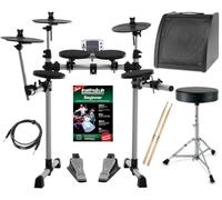 XDrum DD-400 Set E-Drum Completo con Amplificatore, Cavo, Sgabello | 4 drum pads, 3 cymbal pads, Pedale di controllo Hi-Hat e pedale cassa, Modulo sonoro con 108 voices, 10 preset kit, MIDI Out
