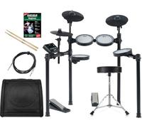 XDrum DD-460C E-Drum Kit Live Set - Batteria elettronica compatta - 25 kit e 15 brani - Mesh Heads - Set risparmio con diffusore attivo, sgabello, cavo, bacchette e scuola - Nero