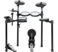 XDrum DD-460P E-Drum Kit - Batteria elettronica compatta - 25 kit e 15 brani - Mesh Heads - Snarepad a 2 zone e Kickpad con pedale - Piatti con funzione di stop - Nero
