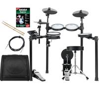 XDrum DD-460P E-Drum Kit Live Set - Batteria elettronica compatta - 25 kit e 15 brani - Mesh Heads - Set risparmio con diffusore attivo, sgabello, cavo, bacchette e scuola - Nero