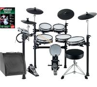 XDrum DD-530 E-Drum Set con Mesh Heads - Batteria Elettronica con 4 Pad Piatti 5 Pad Mesh Head, 1 Kick Pad e Rack - 45 Drumkits con 455 Suoni - Inclusi Sgabello, Monitor per Batteria, Cavi e Scuola