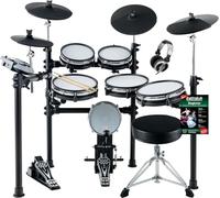 XDrum DD-530 E-Drum Set con Mesh Heads - Batteria elettronica con 4 piatti pad 5 pad mesh head, 1 kick pad e rack - 45 drumkit con 455 suoni - Inclusi sgabello, cuffie e scuola