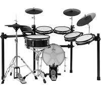 XDrum DD-650 PLUS Mesh E-Drum Kit - batteria elettronica con vera HiHat - pad rullante 14" e pad cassa 14" in legno - 720 suoni, 20 preset e 20 kit utente - incluso rack - Black Sparkle