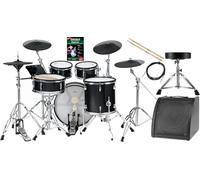 XDrum DD-670 Mesh E-Drum Kit - batteria elettronica con vera HiHat - pad in legno con mesh heads - 720 suoni - inclusi hardware, sgabello, monitor, cavi e bacchette - Black Sparkle
