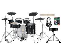 XDrum DD-670 Mesh E-Drum Kit - batteria elettronica con vera HiHat - pad in legno con mesh heads - 720 suoni - include hardware, sgabello, cuffie e bacchette - Black Sparkle