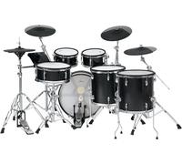 XDrum DD-670 PLUS Mesh E-Drum Kit - batteria elettronica con vera HiHat e casse in legno - pad rullante 14" e pad cassa 20" - 720 suoni, 20 kit utente - incl. hardware - Black Sparkle
