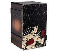 XDrum Design Series Cajon “Boxer” - Cajon di design con stampa a fumetti - Bass Port integrato - Corpo in HPL con effetto cassa di banane - Snare-teppich fissato
