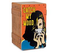 XDrum Design Series Cajon “Catch my mood” - Cajon di design con stampa Pop Art - Bass Port integrato - Corpo in HPL con effetto cassa di banane - Snare-teppich installato fisso