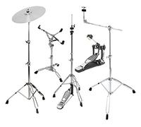 XDrum HP-Semi5 Hardware Pack 5 pezzi, Supporto piatti dritto, Peso: 2 | Regolabile in altezza da circa 60 a 120 cm, Memory Lock System, Doppio rinforzo, Consegna senza piatti, 8 kg, Pedale singolo