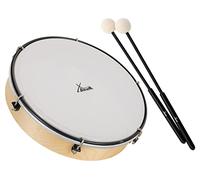 XDrum HTM-10K Tamburo a Mano 10" con Set di Bacchette - Tamburo a Cornice con Pelle in Poliestere - Accordabile con 6 Ganci di Tensione - Cornice in Acero - Manico Ergonomico - Naturale