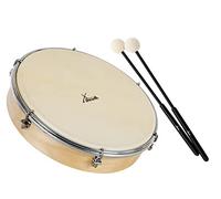 XDrum HTM-12S Tamburo a Mano 12" con Set di Bacchette - Tamburo a Cornice con Pelle in Poliestere - Accordabile con 6 Ganci di Tensione - Cornice in Acero - Manico Ergonomico - Naturale