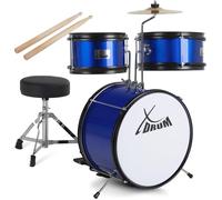 XDrum Junior KIDS Batteria incl. Scuola - Batteria Compatta per Bambini - Per Bambini Dai 3 Ai 5 Anni - Montaggio Facilissimo - Con Scuola, Sgabello, Bacchette & Chiave Di Accordatura - Blu