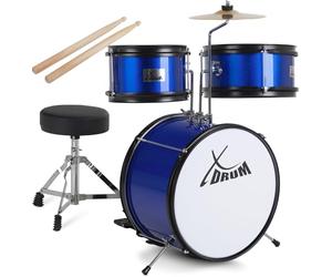 XDrum Junior KIDS Batteria incl. Scuola - Batteria Compatta per Bambini - Per Bambini Dai 3 Ai 5 Anni - Montaggio Facilissimo - Con Scuola, Sgabello, Bacchette & Chiave Di Accordatura - Blu