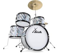 XDrum Junior Pro Batteria per Bambini Laser Silver incl. Scuola, Cassa 16"