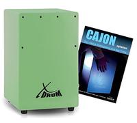 XDrum KC-37GN Cajon per Bambini Verde Set con Scuola, Solo 36 cm di altezza