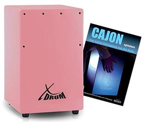 XDrum KC-37PK Cajon per Bambini Set Rosa con Scuola, Solo 36 cm di altezza