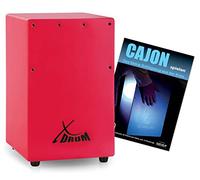 XDrum KC-37RD Cajon per bambini, 36 cm, effetto snare con corde chitarra accordabili. Set risparmio con scuola di cajon per principianti. Colore rosso.